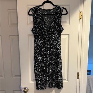 Stylish Black and White Polka Dot Midi Dress